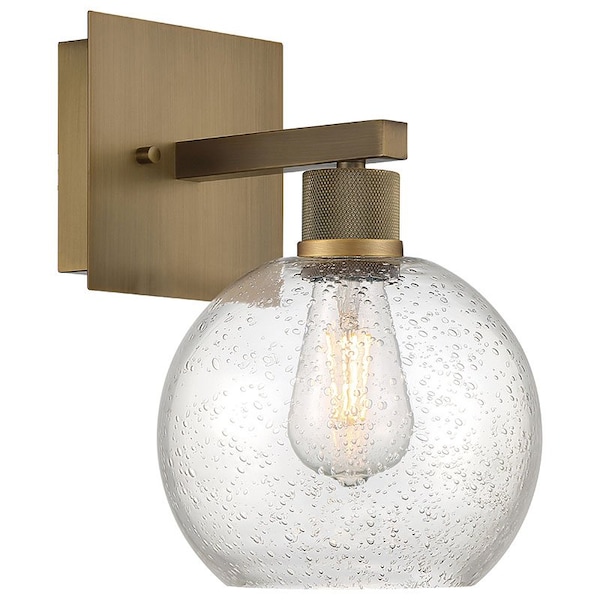 Access Lighting Port Nine Burgundy, Burgundy LED Wall Sconce, Antique Brushed Brass Finish, Seeded Glass 63145LEDDLP-ABB/SDG - main